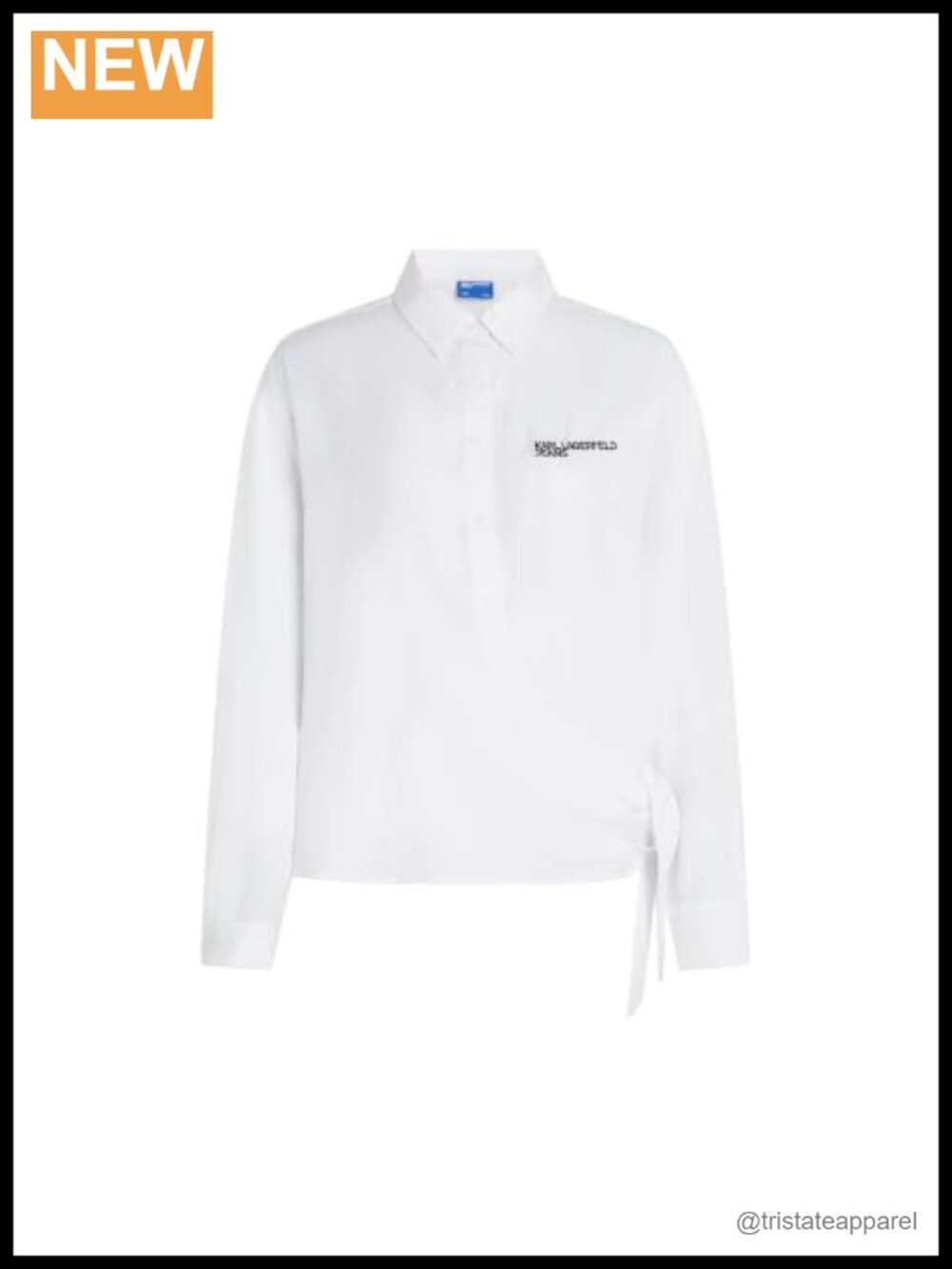 Karl Lagerfeld Tied Blouse - White V-Neck Cuff Sleeve Lyocell